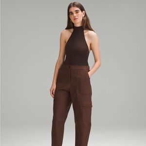 NWT Lululemon Wundermost Mock Neck Thong Bodysuit in Brown, Size Medium.